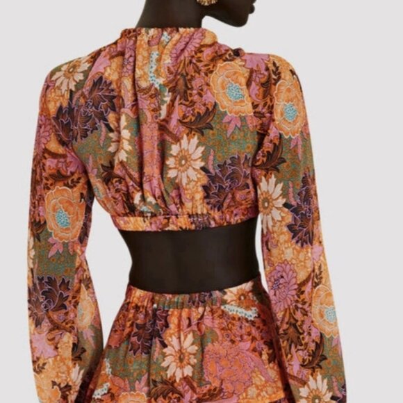 NWOT A.L.C. Izzy Fit & Flare Floral Cut Out Silk Boho Mini Dress XS $695 - Picture 3 of 14